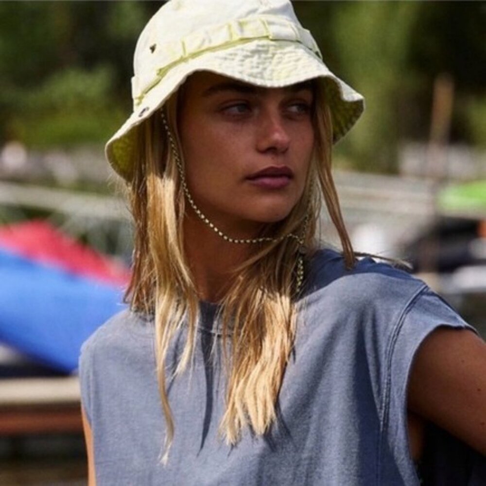 NWT free people movement Happy Trails Bucket Hat in Washed Lime - One Size